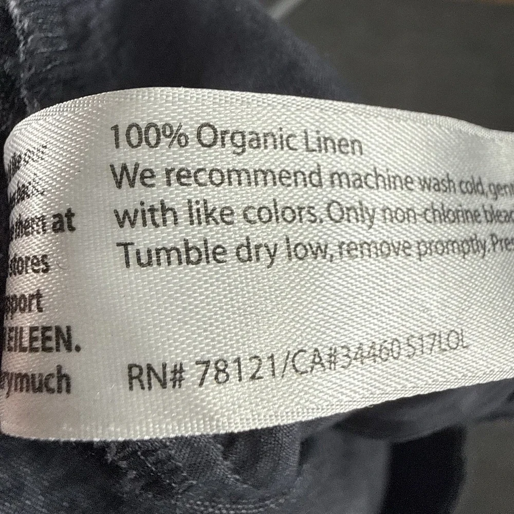 Eileen Fisher Pants Women Large Petite LP Gray Linen Crop Pull On Straight Leg